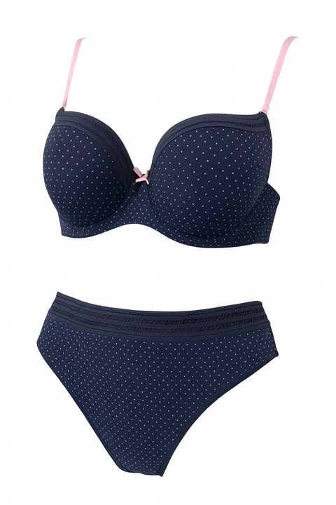 Demar Women's Navy Polka Dot 2 Piece Lingerie Set | Demar In Lebanon