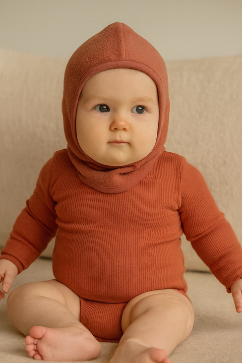 POMPdeLUX Baby Girl Coral Long Sleeve  Bodysuit | POMPdeLUX in Lebanon