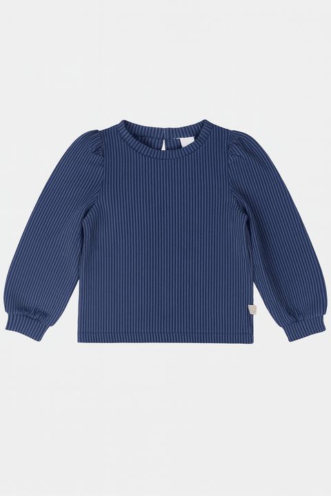 POMPdeLUX Baby Girl's Dusty Blue Long Sleeve  Blouse | POMPdeLUX in Lebanon