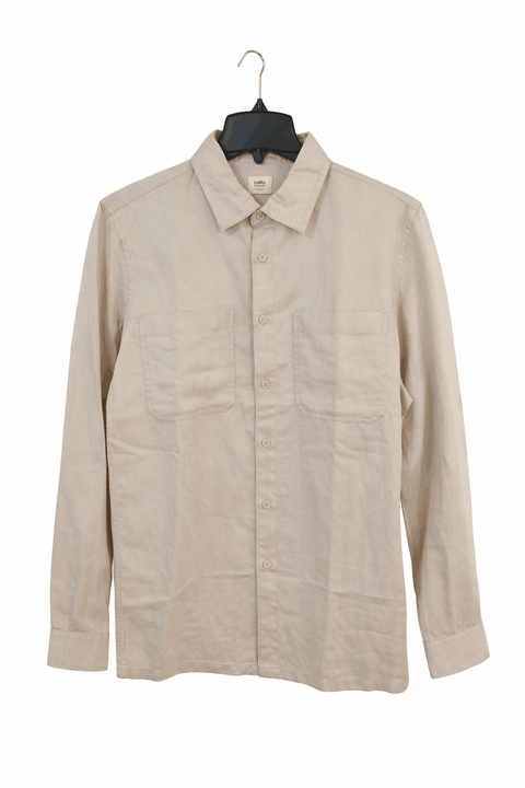 Celio Men's Beige Textured 2-pockets Long Sleeve Over Shirt | Celio In Lebanon