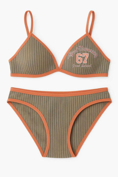 Demar Women's Grey & Orange Lingerie Set | Demar In Lebanon