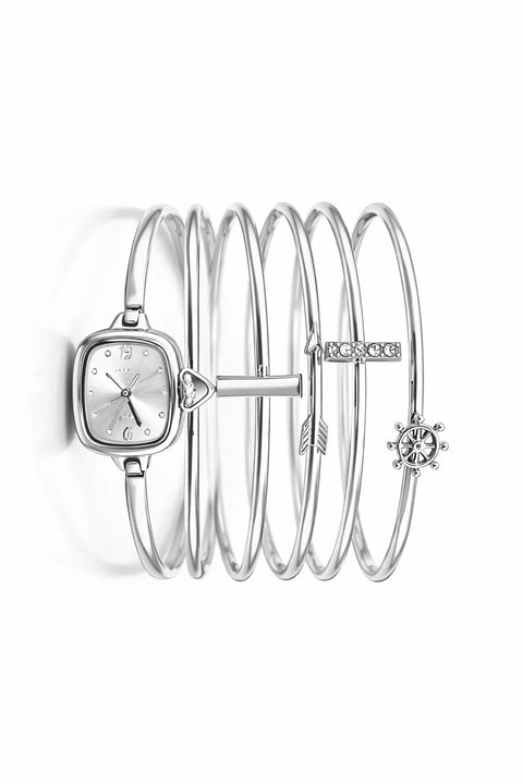 Laura Ashley Women's Silver 5 Pc Jewelry Set With Watch | Laura Ashley In Lebanon