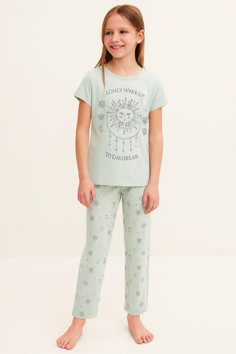 Sinsay Girl's Mint Green Printed Pajama Set | Sinsay In Lebanon