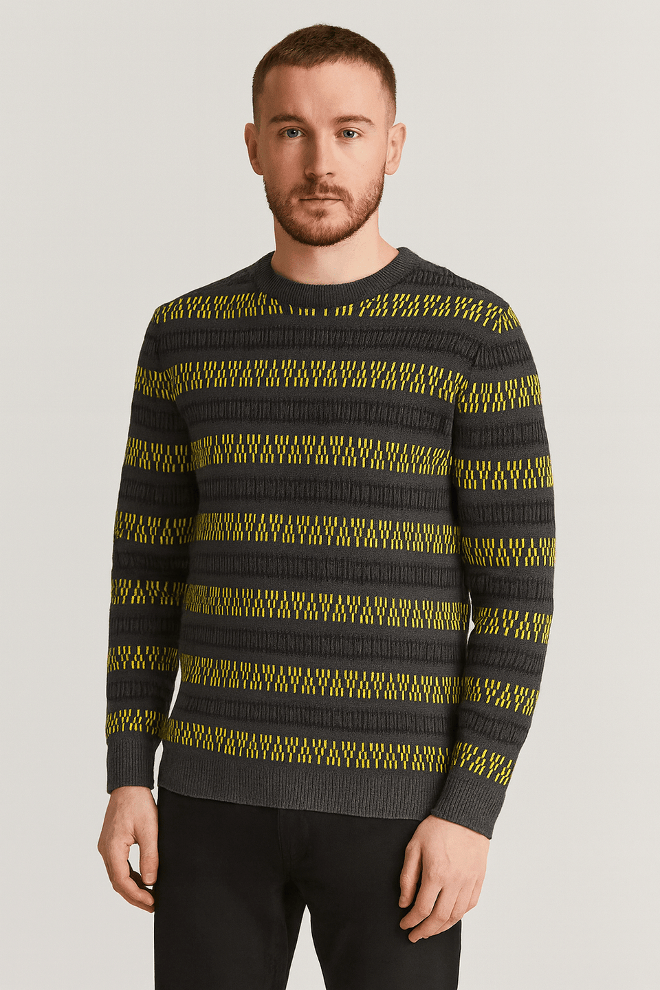 Redefined Rebel Men's Grey Crew Neck Knitted Sweater | Redefined Rebel In Lebanon