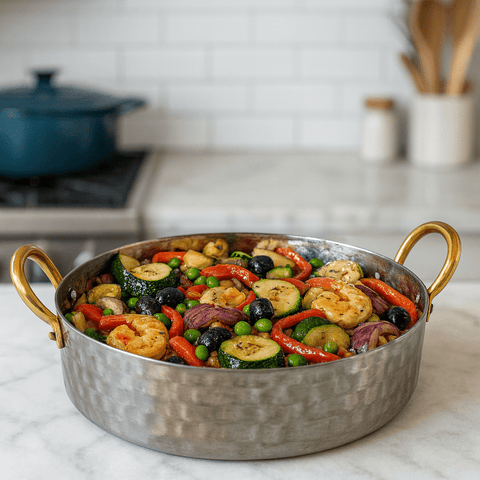Lucky Tiger Stainless Steel Hammered Metal Serving Bowl (1922A)