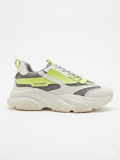 Steve Madden Men's White & Lime Green Possess Sneaker | Steve Madden In Lebanon