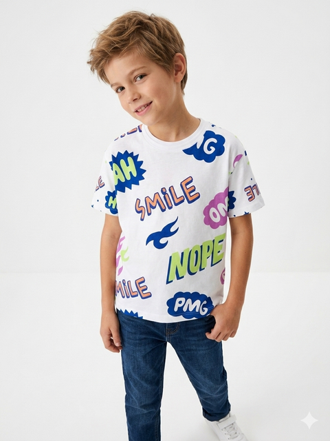 Reserved Boy's White Printed T-Shirt  | Reserved In Lebanon