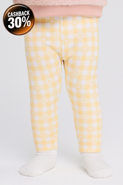 Sinsay Baby Girl's White & Yellow Check Legging With Floral Print | Sinsay In Lebanon