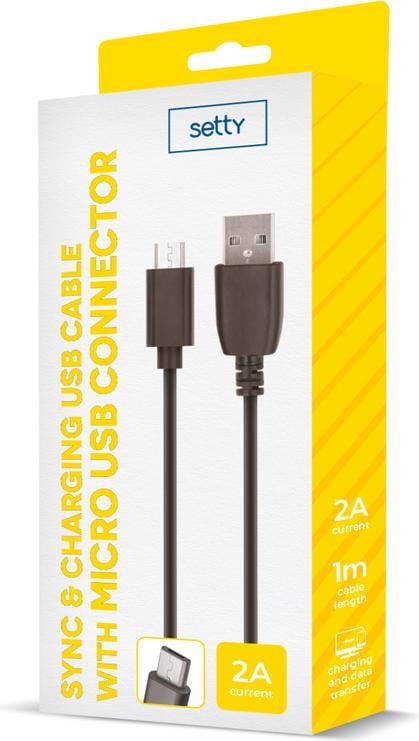 Setty Black Sync & Charging USB Cable With Micro USB Connector 2A | Setty In Lebanon