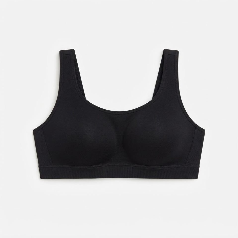 Comfort By Real Women's Black & Beige Ribbed Seamless Padded 2-Pack Bra