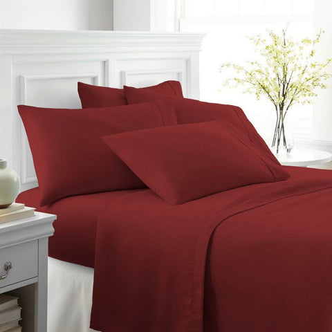 I Enjoy Home Burgundy Red 6-PC Luxury Ultra Soft Cal King Bed Sheet Set | I Enjoy Home In Lebanon