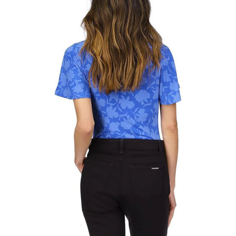 Michael Kors Women's Blue Printed Ruched Pullover Blouse |Michael Kors In Lebanon