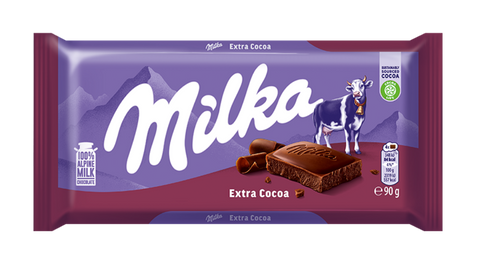 Milka Extra Cocoa chocolate bar packaging on a white background