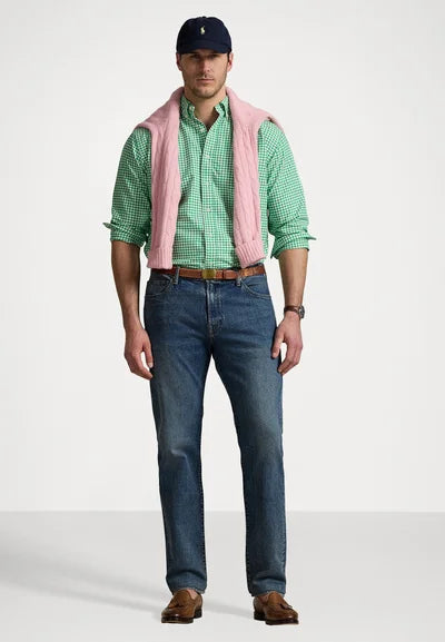 Polo Ralph Lauren Men's Green & White Big Tall Oxford Shirt | Polo Ralph Lauren In Lebanon