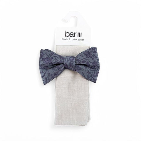 Bar III Men's Dusty Blue Edken Bow Tie Pocket Square Set Denim | Bar III In Lebanon