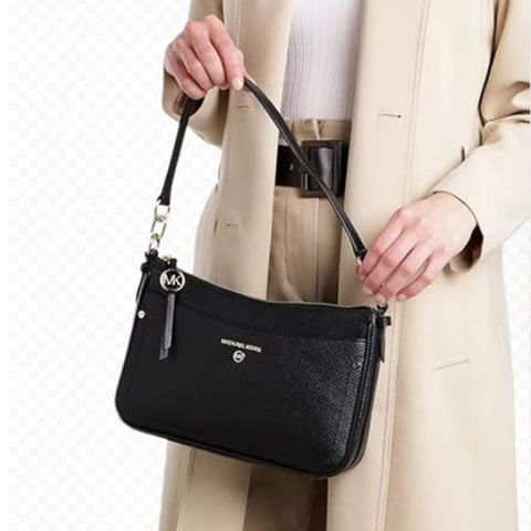 Michael Kors Women's Black Jet Set Medium Pebbled Leather Shoulder Bag | Michael Kors In Lebanon