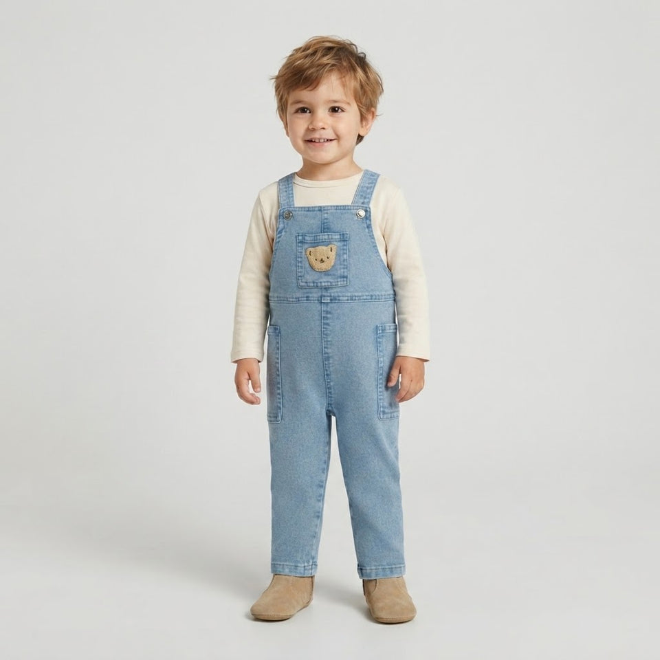 Sinsay Boy's Light Blue Denim Wide Leg Overall