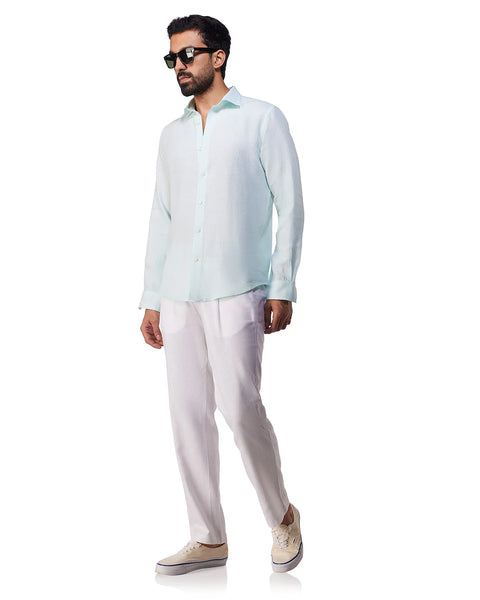 Bloomingdale's Men's Light Blue Linen Woven Shirt | Bloomingdale's In Lebanon