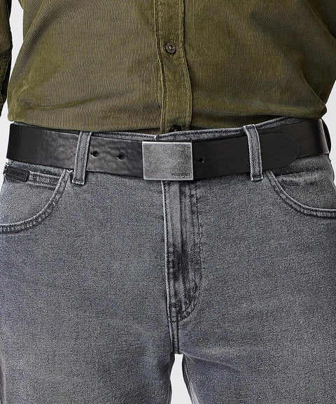 Wrangler Men's Black Pasek Plate Belt  | Wrangler In Lebanon