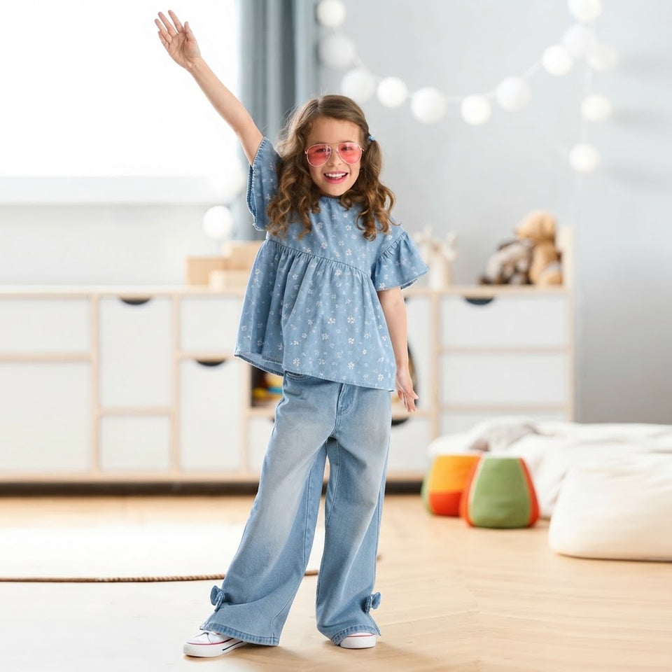 Sinsay Girl's Light Blue Wide Leg Jeans