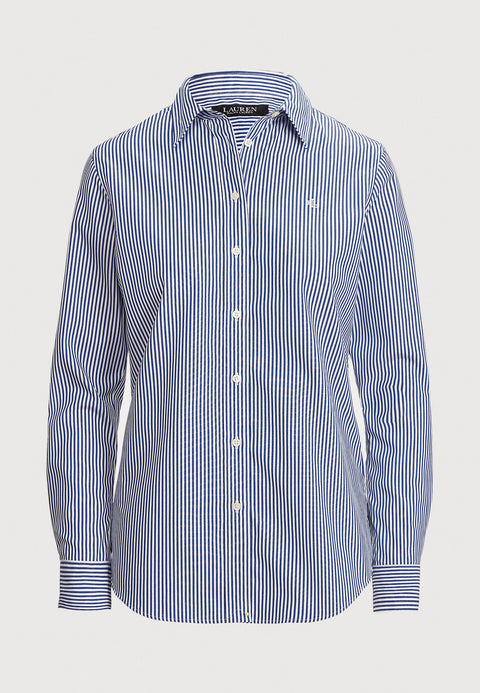 Lauren Ralph Lauren Women's Blue & White Striped East Care Cotton Shirt | Lauren Ralph Lauren In Lebanon