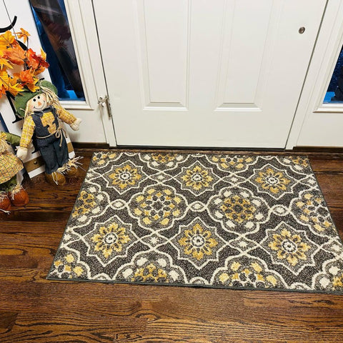 Threshold Charcoal Gray With Multicolor Prints Rug 1.2x1.6m ( 4FTx5FT 6 IN) | Threshold In Lebanon