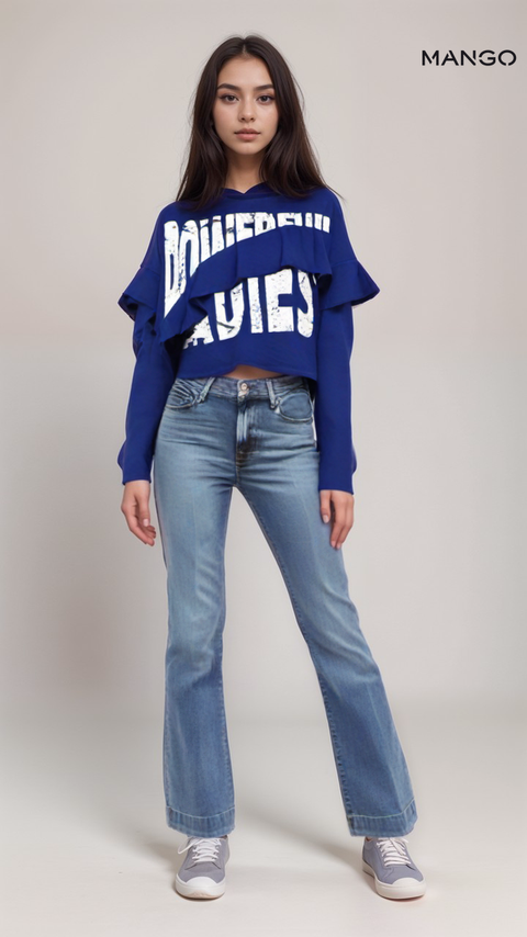 Mango Women's Navy Blue Long-Sleeve Sweatshirt| Mango in Lebanon
