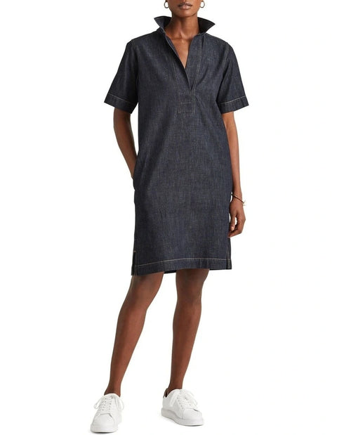 Lauren Ralph Lauren Women's Dark Navy Short Sleeve Denim Shift  Dress  | Lauren Ralph Lauren in Lebanon