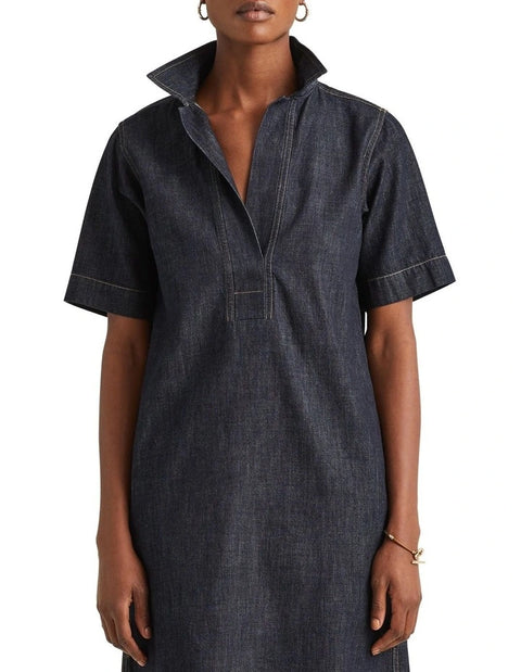 Lauren Ralph Lauren Women's Dark Navy Short Sleeve Denim Shift  Dress  | Lauren Ralph Lauren in Lebanon