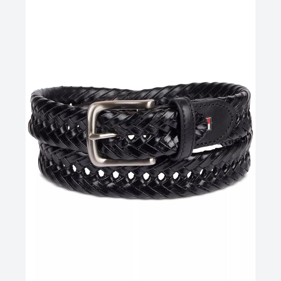 Tommy Hilfiger Men's Black Reversible Lace Logo Belt