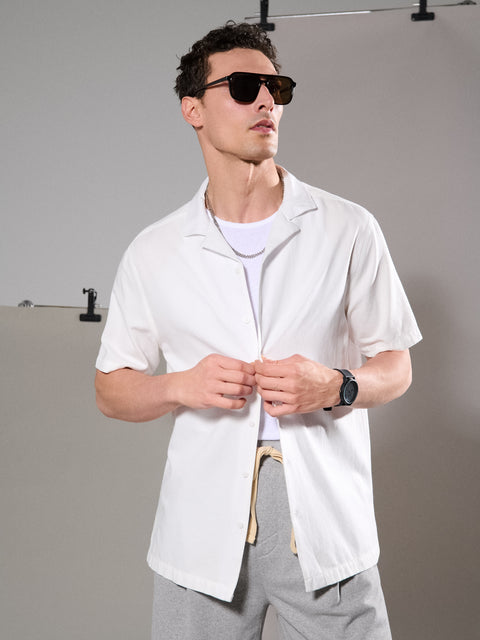 Sinsay Men's White Long-Sleeve Cotton-Blend Shirt | Sinsay In Lebanon