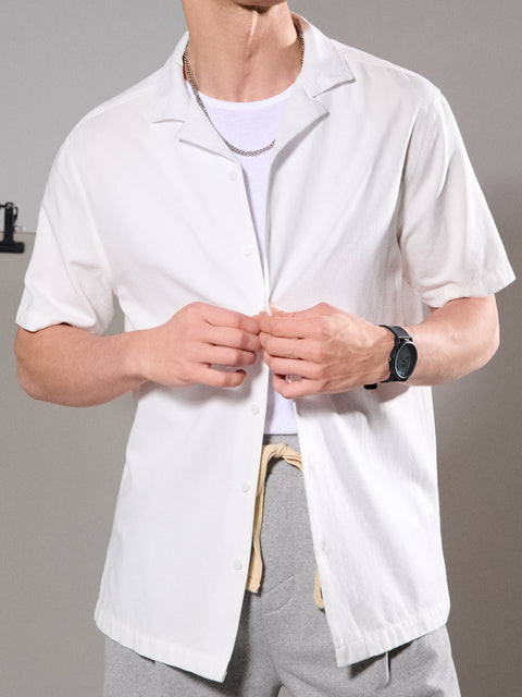 Sinsay Men's White Long-Sleeve Cotton-Blend Shirt | Sinsay In Lebanon