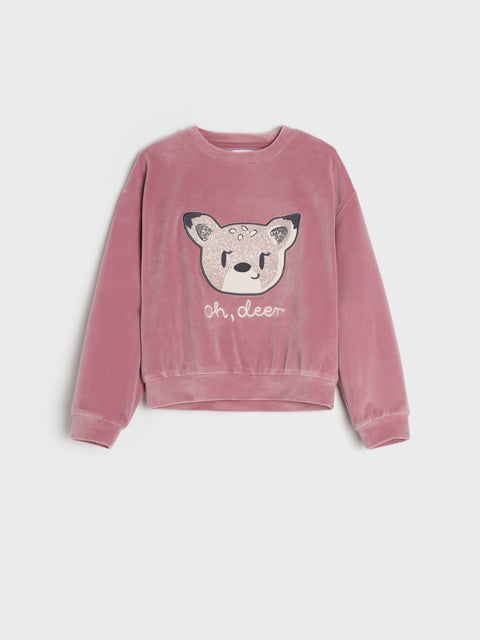 Sinsay Girl's Dusty Rose Sweatshirt With Embroidery | Sinsay In Lebanon