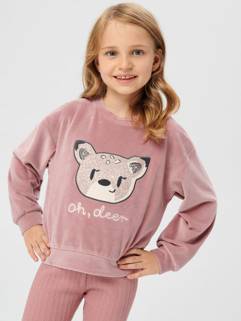 Sinsay Girl's Dusty Rose Sweatshirt With Embroidery | Sinsay In Lebanon