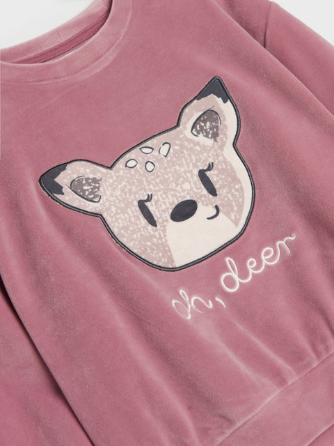 Sinsay Girl's Dusty Rose Sweatshirt With Embroidery | Sinsay In Lebanon