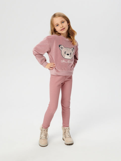 Sinsay Girl's Dusty Rose Sweatshirt With Embroidery | Sinsay In Lebanon