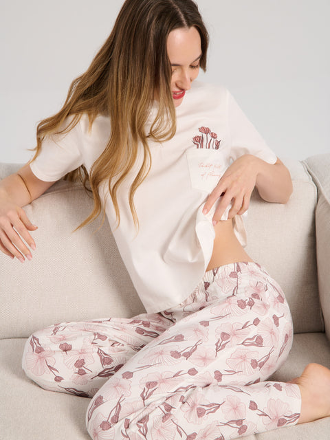 Sinsay Women's White & Purple Printed Pajama Set|Sinsay In Lebanon