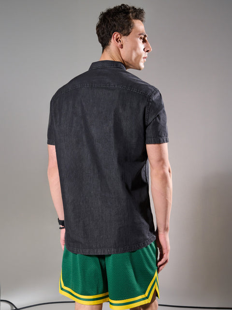Sinsay Men's Black Regular fit short sleeve Shirts   | Sinsay in Lebanon
