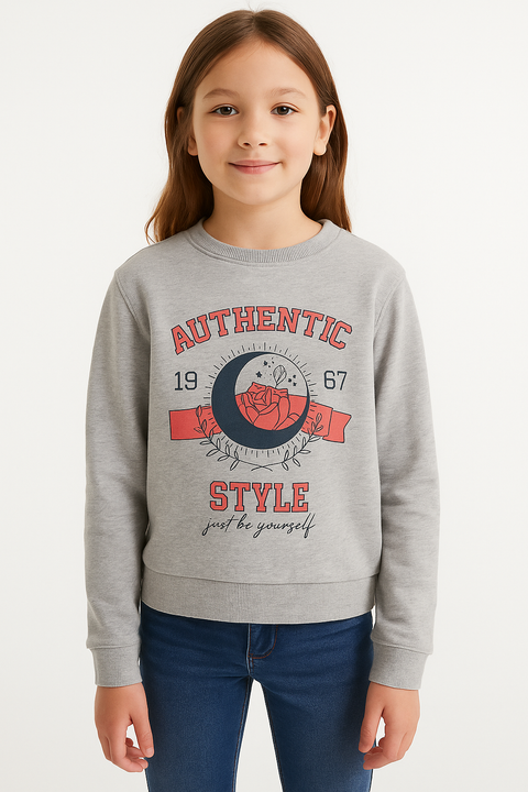 Sinsay Girl's Light Grey Sweatshirt With A Print | Sinsay In Lebanon
