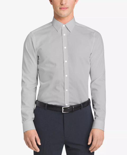 Calvin Klein Steel Men's Gray Slim-Fit Non-Iron Herringbone Dress Shirt| Calvin Klein Steel  in Lebanon