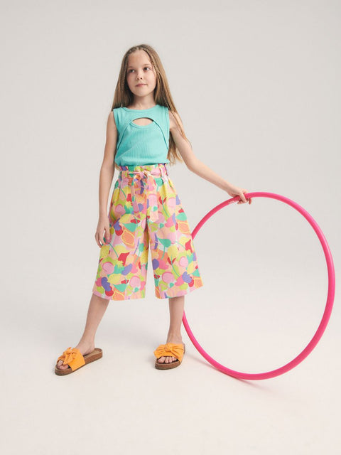 Reserved Girl's Light Turquoise Cutout Sleeveless Blouse |Reserved In Lebanon