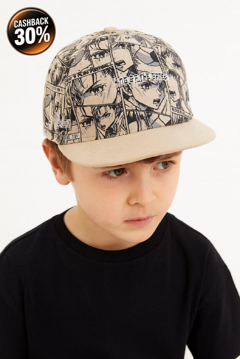 Reserved Boy's Beige King of The Games Printed Hat |Reserved In Lebanon