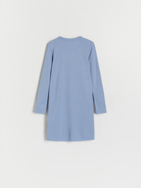 Reserved Girl's Blue Ribbed Dress With A Decorative Cutout | Reserved In Lebanon