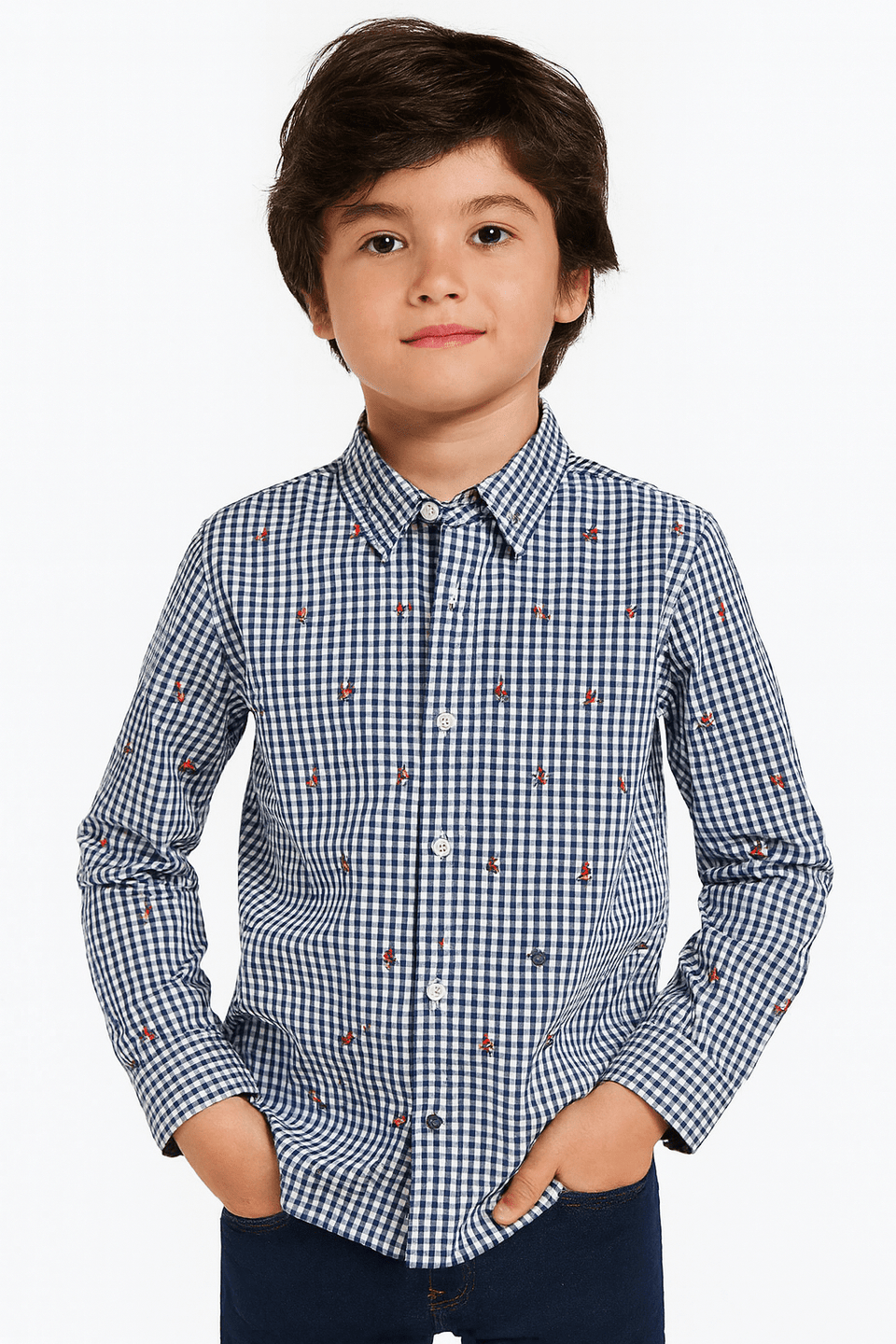 Boboli Boy's White/Navy Crowbar Shirt| Boboli in Lebanon