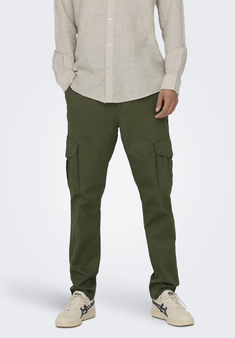 Only & Sons Men's khaki Green Slim Fit Cargo Pants  | Only & Sons In Lebanon