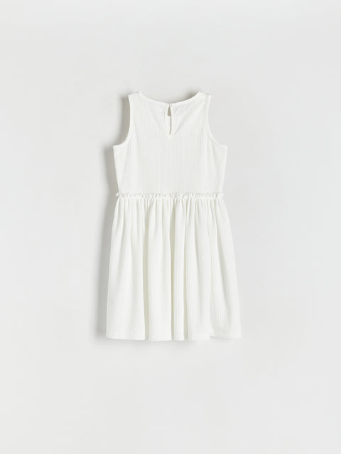 Reserved Girl's Off White Openwork Sleeveless Dress | Reserved In Lebanon