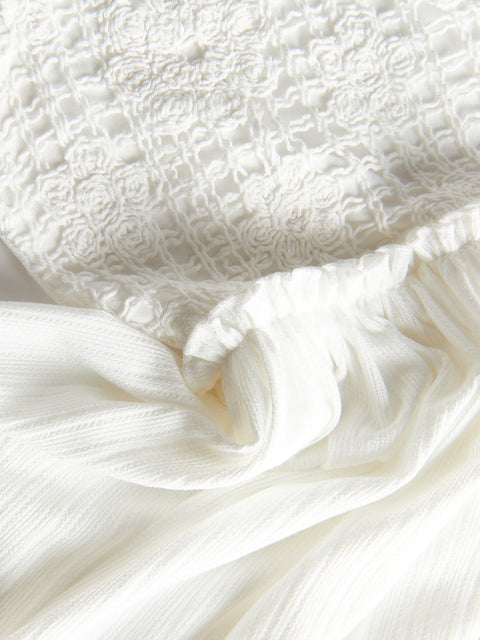 Reserved Girl's Off White Openwork Sleeveless Dress | Reserved In Lebanon