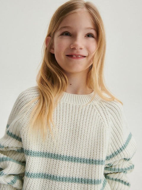 Reserved Girl's White Classic Striped Sweater | Reserved In Lebanon