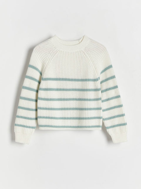 Reserved Girl's White Classic Striped Sweater | Reserved In Lebanon