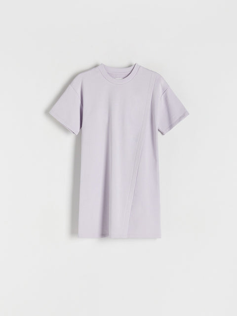 Light purple t-shirt on a light gray background